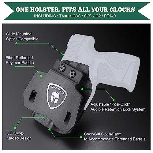 WARRIORLAND OWB Holster Optic Cut Compatible with Glock, Taurus, and M&P Pistols for Men & Women Outside Waistband 1.75"